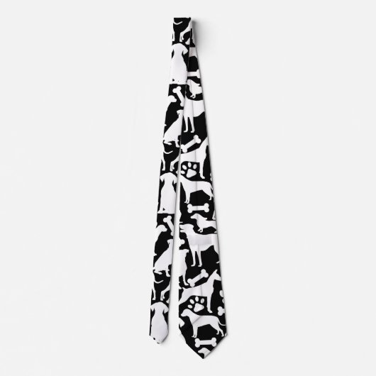 Cravate Chiens et pattes motif 02.b Black BG (Dos)