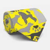 Cravate Chiens et pattes motif 03.b B Jaune BG (Roulé)