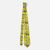 Cravate Chiens et pattes motif 03.b B Jaune BG (Dos)