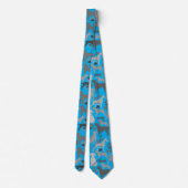 Cravate Chiens et pattes motif 03.b L Bleu BG (Dos)