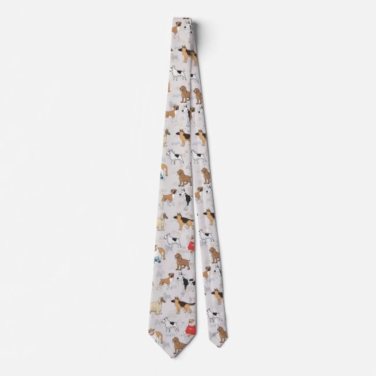 Cravate Chiens mignons Design Motif Blanc (Devant)