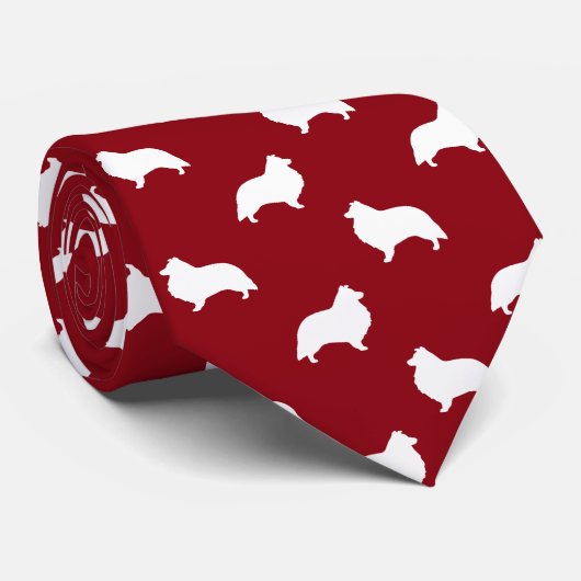 Cravate Chiens Shetland Sheepdog Silhouettes Motif Sheltie (Roulé)