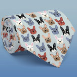 Cravate Chiffre de taureau français<br><div class="desc">Un amusant petit motif français de Bulldog ou de Frenchie sur un arrière - plan bleu oeuf de canard. Idéal pour tous les amoureux de les chiens,  gardiens de chiens,  marcheurs de chiens et vétérinaires. Art original de Nic Squirrell.</div>