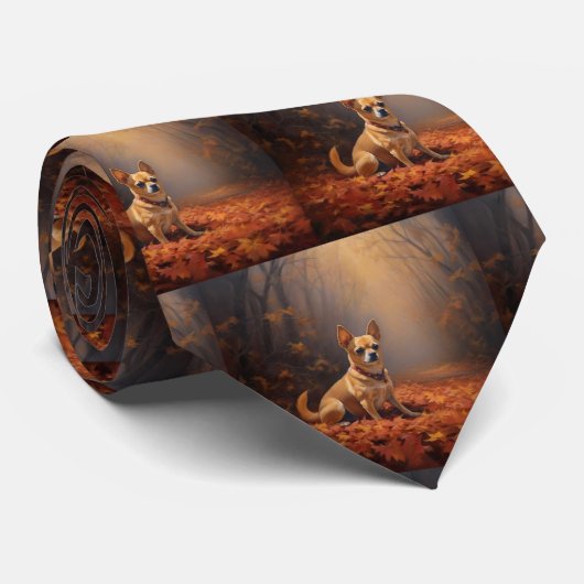 Cravate Chihuahua à l'automne Leaves automne Inspire (Roulé)