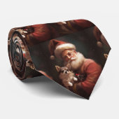 Cravate Chihuahua avec Noël Festif du Père Noël (Roulé)