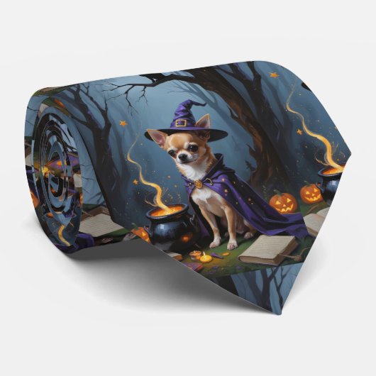 Cravate Chihuahua Chien Whimsical Halloween Peinture (Roulé)