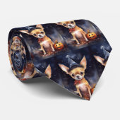 Cravate Chihuahua d'Halloween avec la peur Citrouille (Roulé)