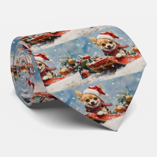 Cravate Chihuahua Dog in Sledge Let it neiger Noël (Roulé)