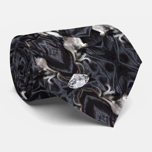 Cravate Chihuahua et diamants (Roulé)