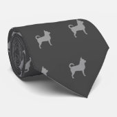 Cravate Chihuahua race Chien Silhouettes Motif Gris (Roulé)