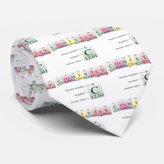 Cravate Chimie écrite avec des éléments (Roulé)