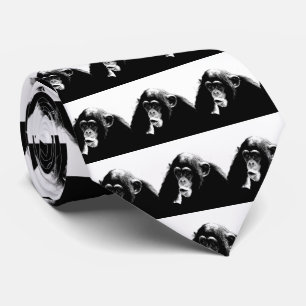 Cravate Chimpanzé noir blanc
