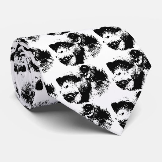 Cravate Chimpanzé noir et blanc (Roulé)