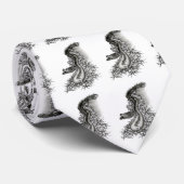 Cravate Chine Dragon, noir et blanc Design en Tattoostyl (Roulé)