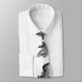Cravate Chine Dragon, noir et blanc Design en Tattoostyl (Attaché)