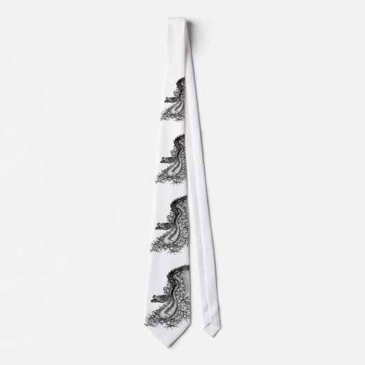 Cravate Chine Dragon, noir et blanc Design en Tattoostyl (Devant)