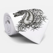 Cravate Chine Dragon, noir et blanc Design en Tattoostyl (Roulé)