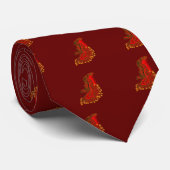 Cravate Chine Dragon rouge et or design (Roulé)