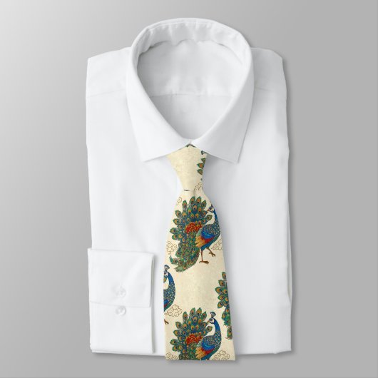 Cravate Chinese Oriental Peacock Pattern (Attaché)