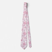 Cravate Chinoiserie florale rose et blanc (Devant)