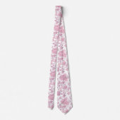 Cravate Chinoiserie florale rose et blanc (Dos)