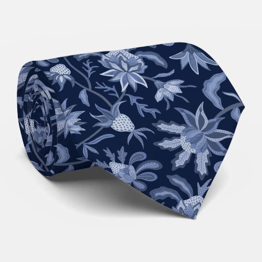 Cravate Chintz monochromatique bleu (Roulé)