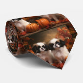 Cravate Chiot japonais Chiot Automne Citrouille délice (Roulé)