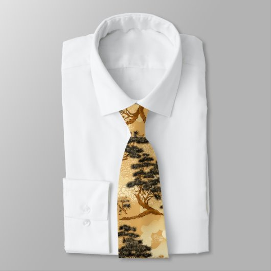Cravate Chiyogami bonsai motif (Attaché)