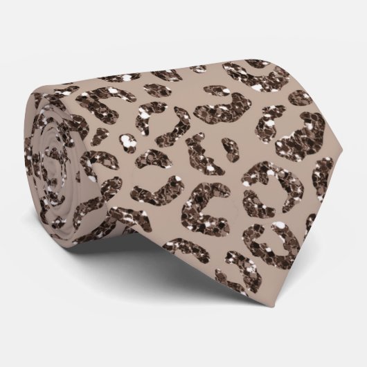 Cravate Chocolat Brown Mocha crème Parties scintillant léo (Roulé)