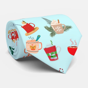 Cravate Chocolat chaud au latte d'hiver cosy festive cocoa