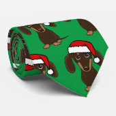 Cravate Chocolat Dachshund Père Noël Wiener Chien Noël (Roulé)