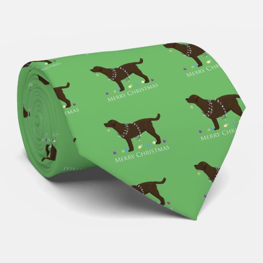 Cravate Chocolat Lab Joyeux Noël Design (Roulé)