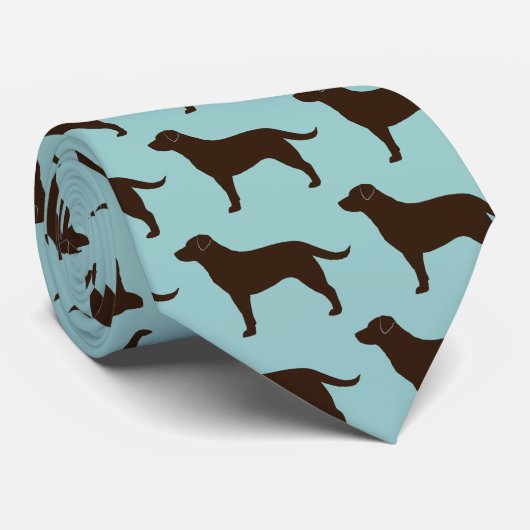 Cravate Chocolat Labrador Retriever Silhouettes Motif (Roulé)