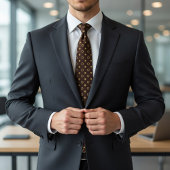 Cravate Chocolat Marron et Or à pois