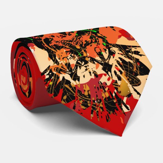 Cravate Chouette à cornes Abstraite (Roulé)