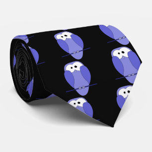 Cravate Chouette à la nuit. Bleu, Noir.