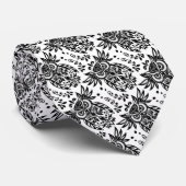 Cravate Chouette blanche noire Oiseau Nature Art (Roulé)