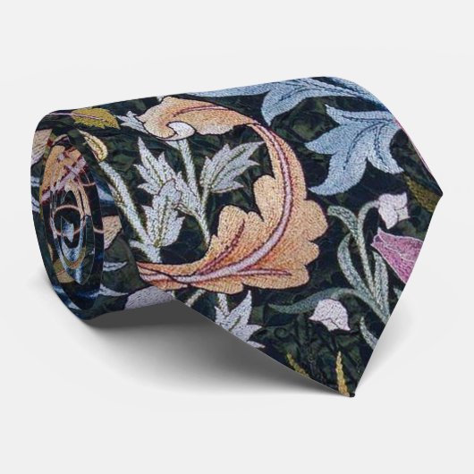 Cravate Chouette et fleurs, William Morris (Roulé)