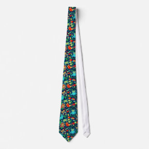 Cravate Chouette florale colorée rétro Motif