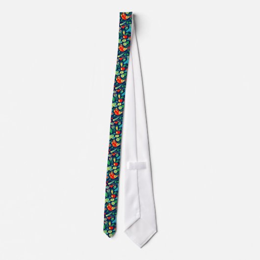 Cravate Chouette florale colorée rétro Motif (Dos)