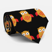 Cravate Chouette jaune et rouge (Roulé)