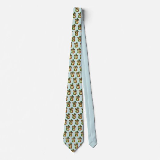 Cravate Chouette mignonne dans un Motif de chapeau vert (Devant)
