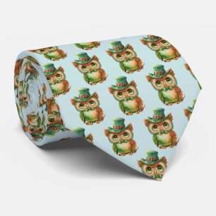 Cravate Chouette mignonne dans un Motif de chapeau vert