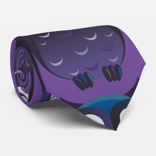 Cravate Chouette mignonne pourpre Chiffon (Roulé)