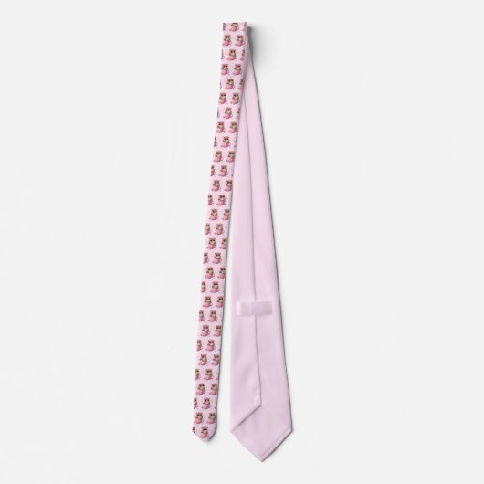 Cravate Chouette rose mignonne dans une coupe Motif de Sai (Dos)