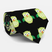Cravate Chouette verte et verte (Roulé)