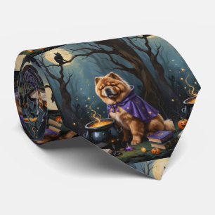 Cravate Chow Chow Chien Peinture Whimsical Halloween