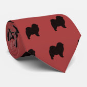 Cravate Chow Chow Chien race Motif Silhouettes (Roulé)