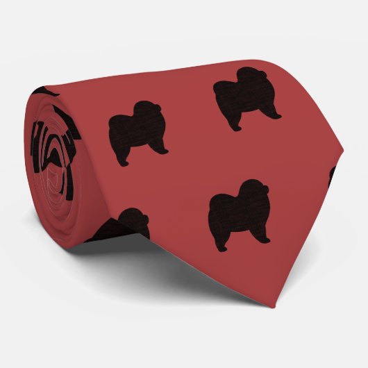 Cravate Chow Chow Chien race Motif Silhouettes (Roulé)