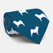 Cravate Chow Chow Chow Chien Silhouettes Motif bleu (Roulé)